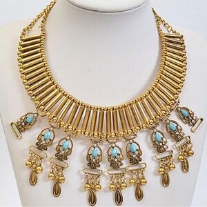 Elegant Gold and Turquoise Necklace